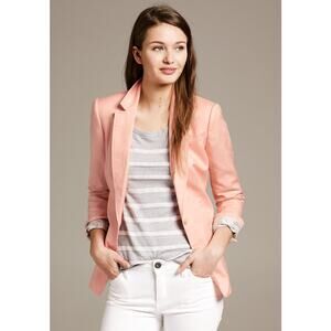 BANANA REPUBLIC Linen‎ Cotton Summer Jacket Corpcore Office Perfect Peach Sz 12